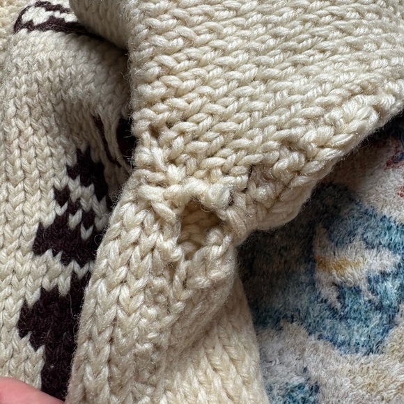 Vintage 70s Deer Zip-up Wool Cowichan Sweater Medium - Picture 7 of 8